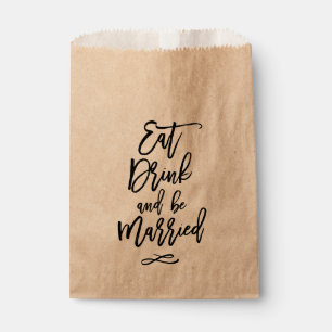 Chic Hand Lettered Wedding Eat Drink wordt gehuwd Bedankzakje
