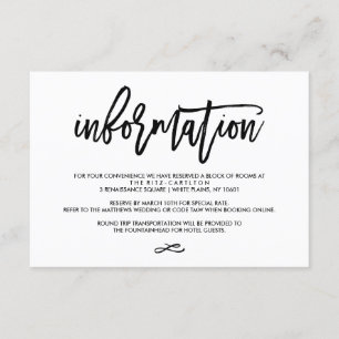 Chic Hand Lettered Wedding Information Card Informatiekaartje