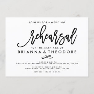 Chic Hand Lettered Wedding Rehearsal Kaart