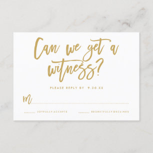 Chic Hand Lettered Wedding RSVP Kaart in Goud