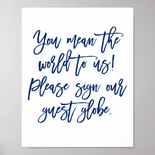 Chic Hand Lettered Wedding Sign Ons gastWereldbol Poster