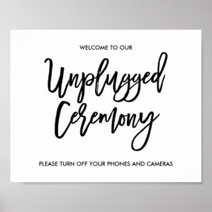 Chic Hand Lettered Wedding Unplugged Ceremony Sign Poster