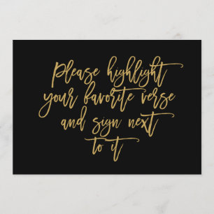 Chic Hand Lettered Wedding Verse Guest Book Sign Kaart