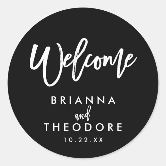 Chic Hand Lettered Wedding Welcome Sticker (Voorkant)