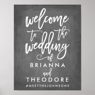 Chic Hand Lettered Wedding Welkomstteken Poster