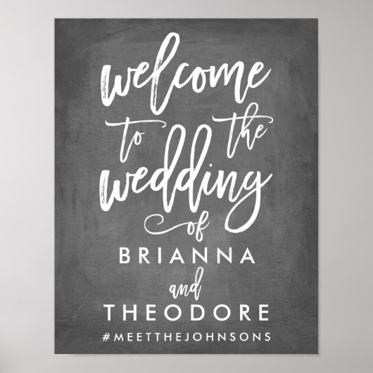 Chic Hand Lettered Wedding Welkomstteken Poster (Voorkant)