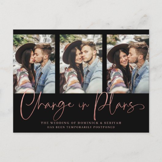 Chic Handgeschreven Roos Gold Wedding Uitstel Briefkaart (Voorkant)