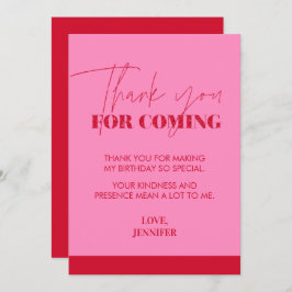 Chic handgeschreven roze rode glitter bedankkaart