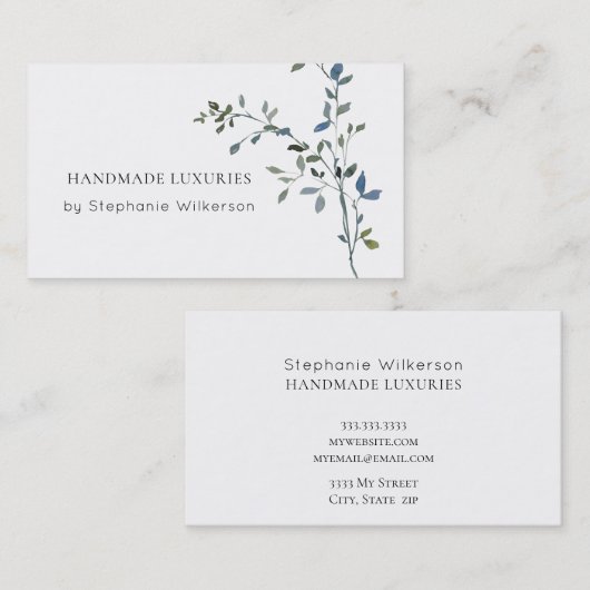 Chic Handmade Elegant Greenery Visitekaartje (Voorkant / Achterkant)