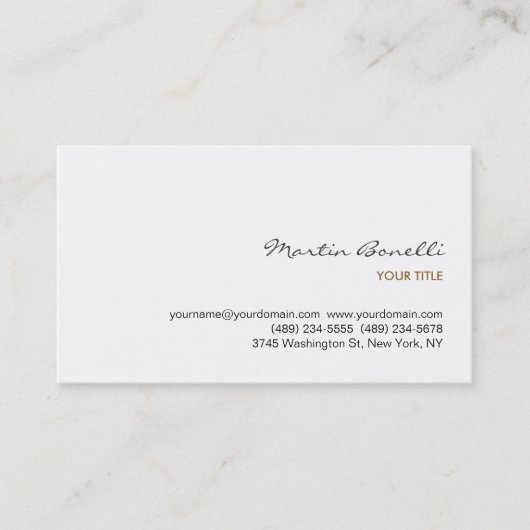 Chic Handwrite Verfijnd Wit Visitekaartje (Voorkant)