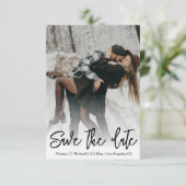 chic handwriters sneeuwvlokken winterfotobruiloft save the date (Staand voorkant)