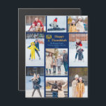 Chic Happy Hanoukka Family Photo Collage Magnet<br><div class="desc">Chic personnalisable famille juive photo collage Hanoukka carte magnétique avec une collection de photos d'hiver. Ajoutez 9 de vos souvenirs préférés de Chanoukah sur cette page moderne de 9 photos autour d'une menorah et d'un script d'or. Joyeuses cartes magnétiques Hanoukka.</div>