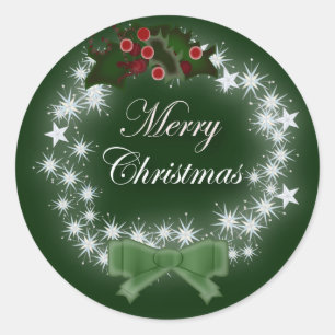 Chic Happy Holiday modern kerstfeest wreate Ronde Sticker