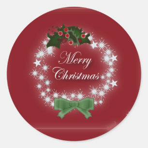 Chic Happy Holiday modern kerstfeest wreate Ronde Sticker