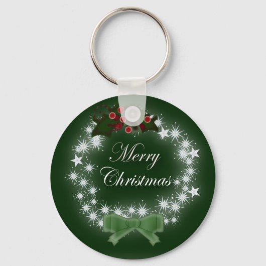 Chic Happy Holiday modern kerstfeest wreate Sleutelhanger (Voorkant)