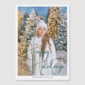 Chic Happy Holidays Carte Magnet Photo Script Vert (Devant)