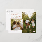 Chic Happy Holidays Custom Photo Foil Carte postal (Recto/Verso)