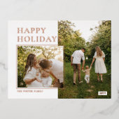 Chic Happy Holidays Custom Photo Foil Carte postal (Recto)