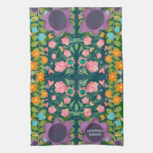 Chic Happy Trendy Paarse Bloemen Custom Stijlvol Theedoek (Verticaal)