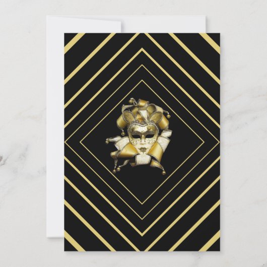 Chic Harlequin New Years Eve Uitnodiging (Achterkant)