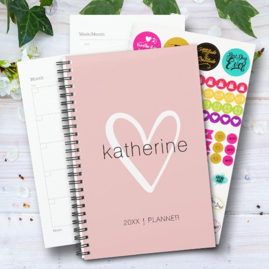 Chic Heart Blush Pink Weekelijks Maandelijks Niet- Planner