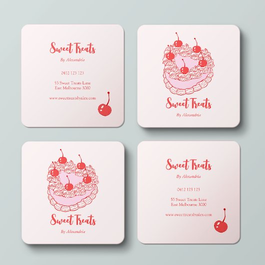 Chic Heart Cake Bakery Chef Vierkante Visitekaartje