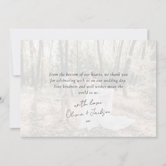 Chic Heart Calligrafie Wedding Bedankkaart (Achterkant)