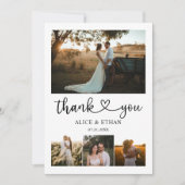 Chic Heart Calligraphy Foto Weddenschap Bedankt (Voorkant)