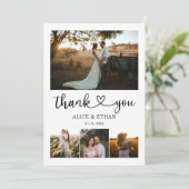 Chic Heart Calligraphy Foto Weddenschap Bedankt (Staand voorkant)