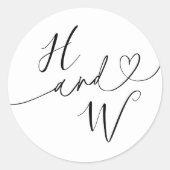 Chic Heart Initials Wedding Label Invitation Seals (Voorkant)