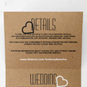 Chic Heart, Kraft Effect Trouwcollectie Drieluik Uitnodiging (Binnenzijde eerst)