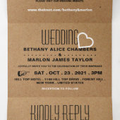 Chic Heart, Kraft Effect Trouwcollectie Drieluik Uitnodiging (Binnenkant midden)