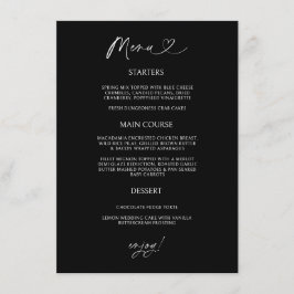 Chic Heart Menu Card Minimal Reception Dining
