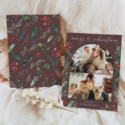 Chic Heart Script 2 Photo Joyeux Noël Carte