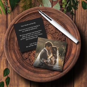 Chic Heart Trouwfoto Gevouwen Dank u Notitiekaartje