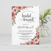 Chic Heaven in Roos, Floral Bridal Brunch Kaart (Staand voorkant)