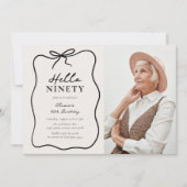 Chic Hello Ninety' Photo 90th Birthday Party Kaart (Voorkant)