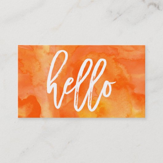 Chic Hello orange aquarelle | Carte de visite (Devant)