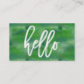 Chic Hello Vert aquarelle | Carte de visite (Devant)