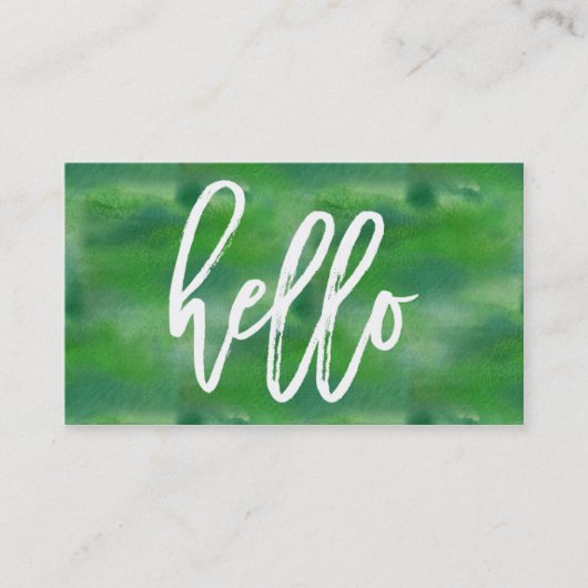Chic Hello Vert aquarelle | Carte de visite (Devant)