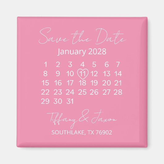 Chic herinnering aan trouwdag Roze en wit Magneet (Voorkant)