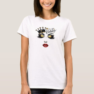 Chic Het is mijn verjaardag kroon goud glitter T-shirt