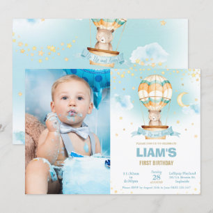 Chic Hete Luchtballon Teddy Bear Boy Verjaardagsfo Kaart
