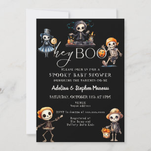 Chic Hey Boo Halloween Spooky Kostuum Baby shower Kaart