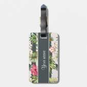Chic Hibiscus Flowers en Stripes Bagagelabel (Achterkant verticaal)