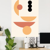 Chic Hip Abstract Red Sun Black Moon Fusion Art Poster (Thuiskantoor)