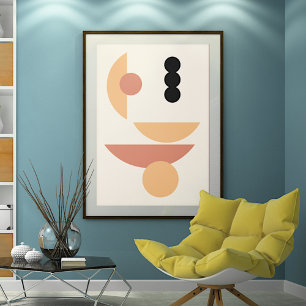 Chic Hip Abstract Red Sun Black Moon Fusion Art Poster