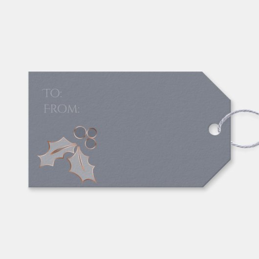 Chic Holiday Dit is het seizoen Dusty Blue Copper Cadeaulabel (Voorkant (Horizontaal))