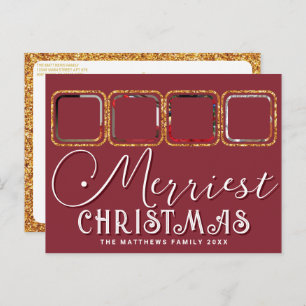 Chic Holiday Foto script Gold Red Kerstmis Briefkaart
