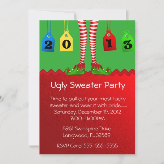 Chic Holiday/Kerstdag Ugly Sweater Party Kaart (Voorkant)